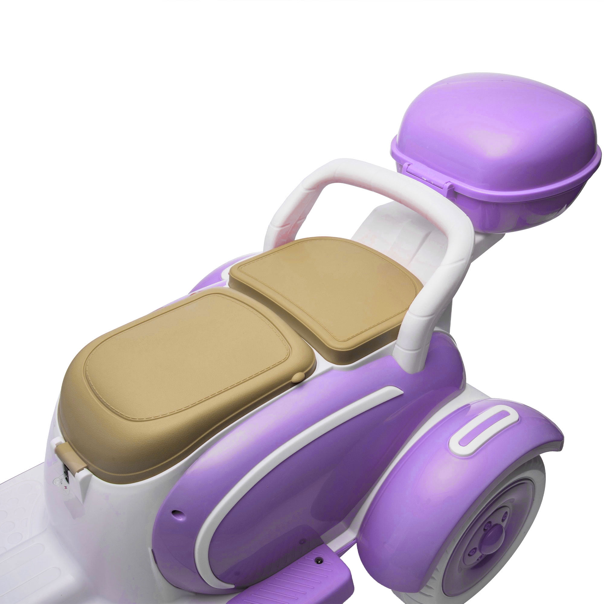CIRUI 2 Seater 12V Kids Motorcycle, 3 Wheel Ride Dual Motorcycle, Suitable for 3-6 Years Old Children Toy 12V Electric Motorcycle, Suitable for Children, with Front Light/USB/Storage Box Purple