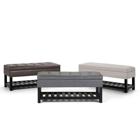 Simpli Home - Cosmopolitan Storage Ottoman Bench with Open Bottom - Chocolate Brown