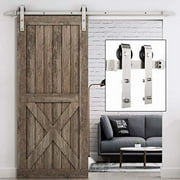 EaseLife 6.6 FT Heavy Duty Brushed Nickle Sliding Barn Door Hardware Track Kit,Modern,Sturdy,Slide Smoothly Quietly,Easy Insta
