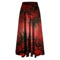thumbnail image 5 of WFJCJPAF 2024 New Halloween Clearance! Women Skirts under $10 Knee Length,Women's Casual Flowers Printed A-line Elastic Waist Skirt - Red S, 5 of 6