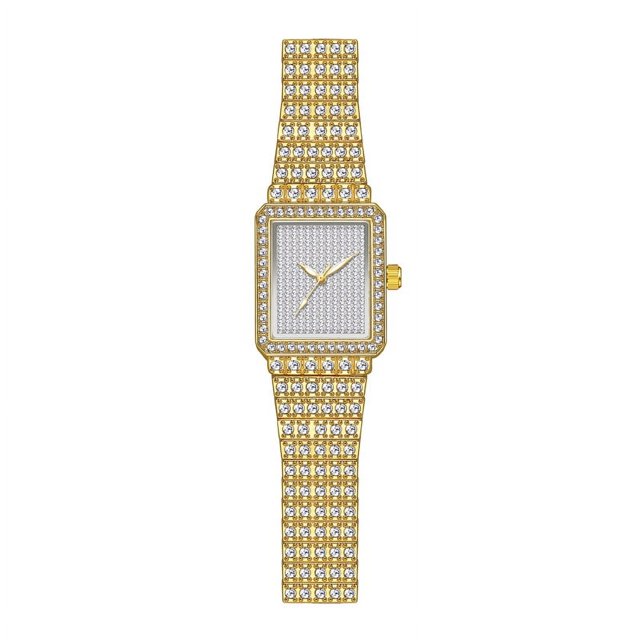 Cadena de reloj Reloj de lujo Reloj de lujo para mujer Reloj de mujer con puntero cuadrado de diamantes completo