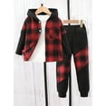 thumbnail image 2 of Bagilaanoe 2PCS Little Boy Pants Set Toddler Plaid Long Sleeve Hoodies Sweatshirt Tops + Sweatpants 3T 4T 5T 6T 7T Kids Casual Sweatsuits, 2 of 9