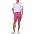 thumbnail image 2 of Pantalones Cortos Slim Fit de Cuadros INSPIRE CHIC para Hombre, Botón, Ligero, Tela de Sarga, 34 Rojo Rosa, 2 of 7