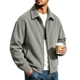 thumbnail image 3 of CCRFTGI Corduroy Jackets for Men Zip Up Bomber Casual Vintage Long Sleeve Lapel Collar Relaxed Fit Fall Winter Outerwear Gray L, 3 of 8