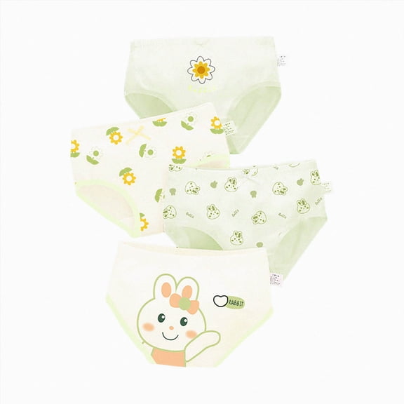 Nwiuh Teen Girls Panties 4 Pack, Breathable Briefs for Big Girls Ages 2-18, Tagless Underwear with Cute Prints (Mint Green, 4-6 Years)