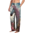 thumbnail image 2 of Yiaed Flower White Horse (2) Print Men's Lounge Pants, Loose PJ Bottoms, Long Pajama Pants for Men-Small, 2 of 5