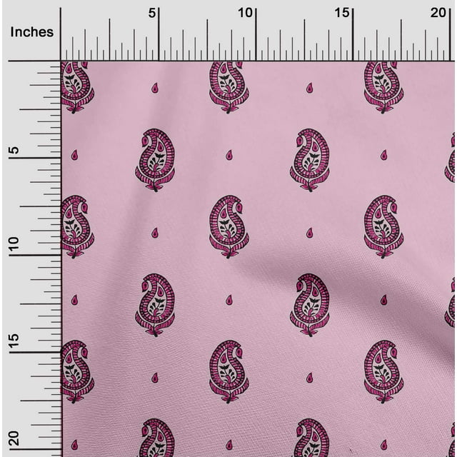 oneOone Cotton Cambric Fabric Paisley Block Print Fabric By The Yard 56 Inch Wide