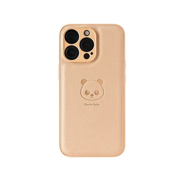 Panda Baby Vegan Leather Case for iPhone 15 Pro, Slim Shockproof, Skin Friendly and Decent Luxury