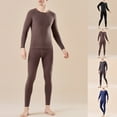 thumbnail image 2 of Fengactive Men's Thermal Underwear Set Fleece Lined Long Johns Striped Crew Neck Base Layer Top and Bottom for Cold Weather, 2 of 5