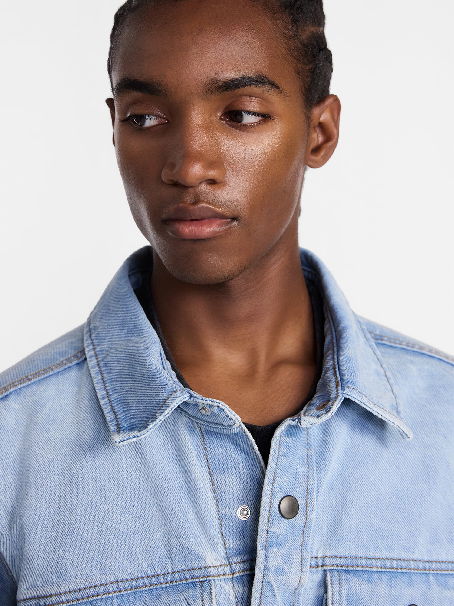 No Boundaries Denim Shacket with Long Sleeves, Men's XS-4XLT