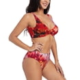 thumbnail image 2 of Wukai Autumn Maple Leaves Women's Bikini Set Two Piece,wimsuit High Waisted V Neck Twist Front Adjustable Spaghetti Straps Bathing Suit-Small, 2 of 7