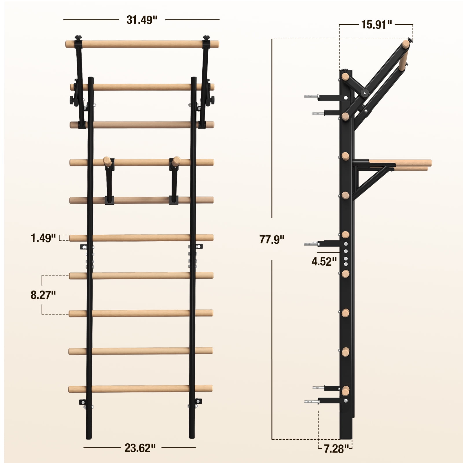 Syedee Swedish Ladder Stall Bar, Wall-Mounted Multifunctional Gym for Home Fitness, Kids Climbing and Stretching