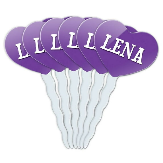 Lena Heart Love Cupcake Picks Toppers - Set of 6