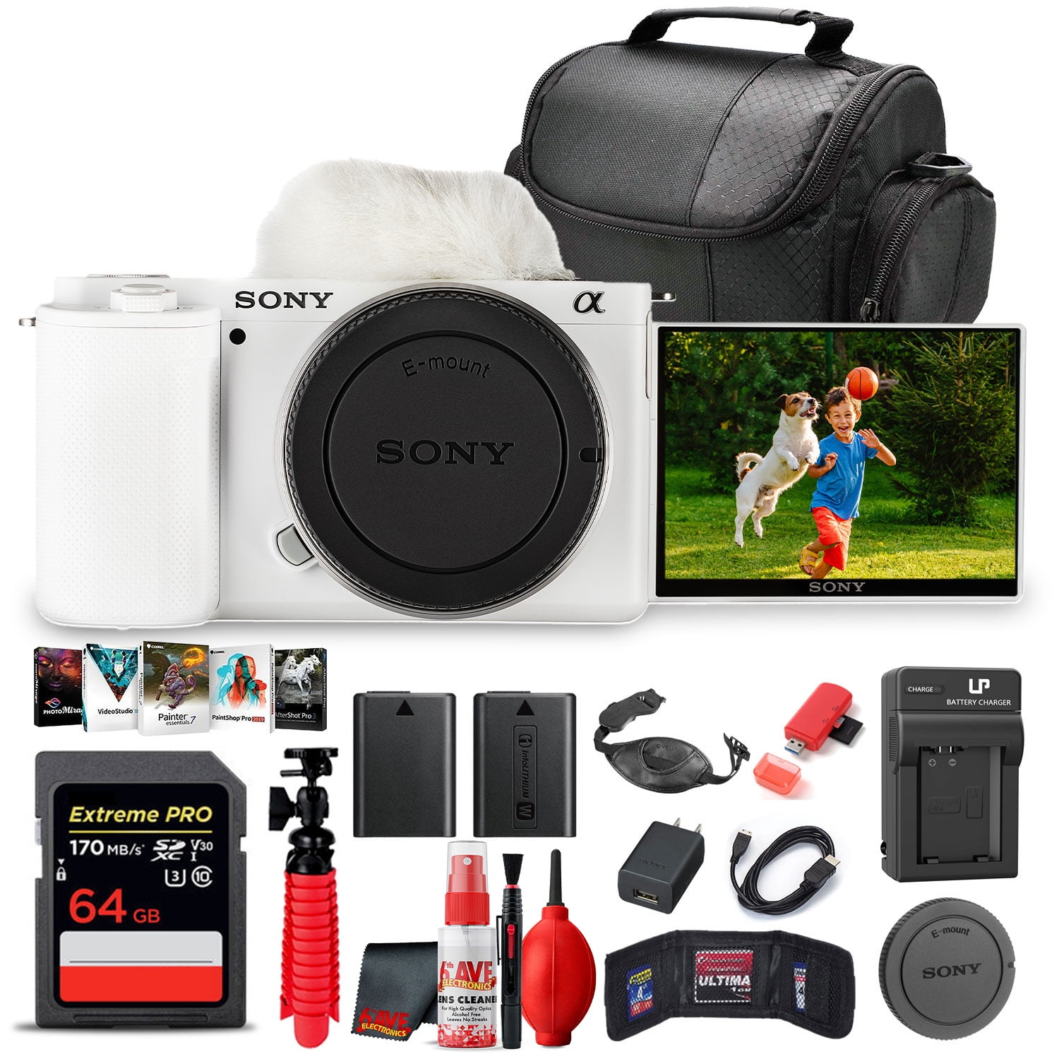 Sony ZV-E10 Mirrorless Camera Bundle + 64GB Card + Software + Accessories (International Model)