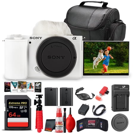 Sony ZV-E10 Mirrorless Camera Bundle + 64GB Card + Software + Accessories (International Model)