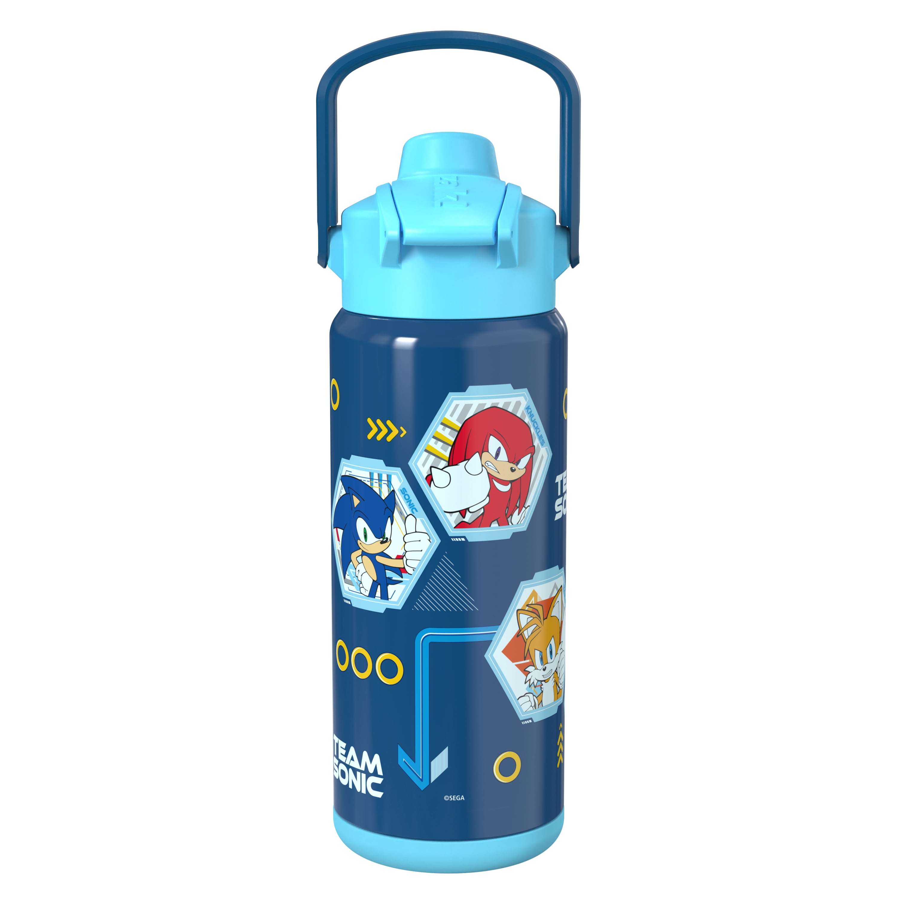 Zak Designs 20oz Sonic Stainless Steel Liberty Water Bottle with Push Button Lid, Lock, and Carry Handle