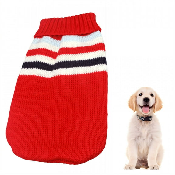 TELOLY 1Pcs Cat Sweater,Acrylic Boy Dog Clothes,Dog Coats for Small Dogs,Red,L