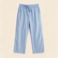 thumbnail image 6 of KyCheLot Girls Summer Pants Cotton Linen Capris Comfy Lounge Drawstring Waist Crop Pants with Pockets 4-14Years, 6 of 7