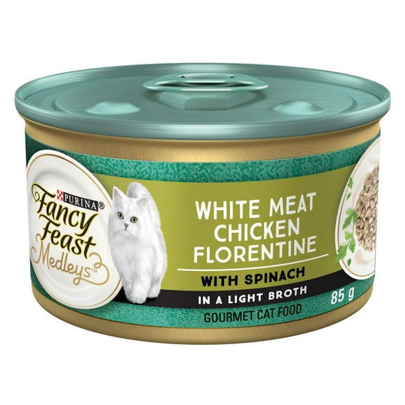 Fancy Feast Medleys White Meat Chicken Florentine in a Light Broth, Wet Cat Food 85 g, 85g