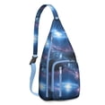 thumbnail image 1 of Space Geek Sling Backpack - Galactic Nebula Print Crossbody Bag, RFID Blocking Secure Pockets for Travel, 1 of 4