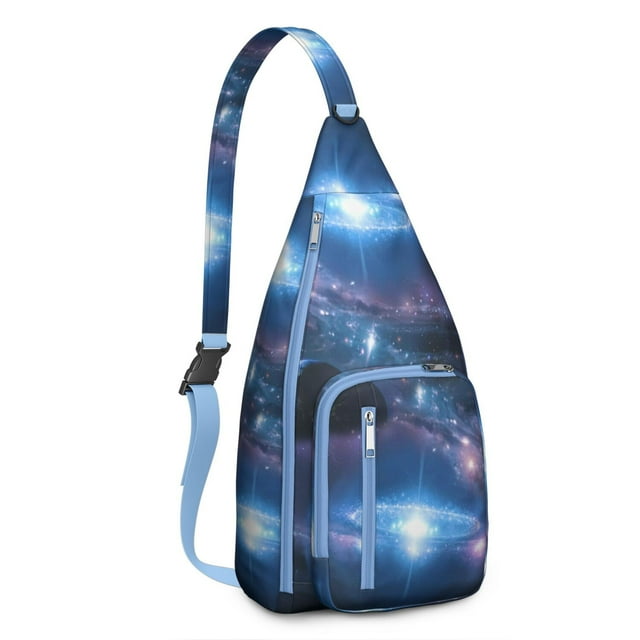 Space Geek Sling Backpack - Galactic Nebula Print Crossbody Bag, RFID Blocking Secure Pockets for Travel