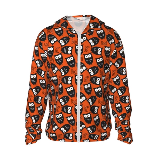 Balery Owls And Boo Sudadera ligera de manga larga con capucha y protección solar UPF 50+ para hombre y mujer, ideal para pesca y running-3X-Large