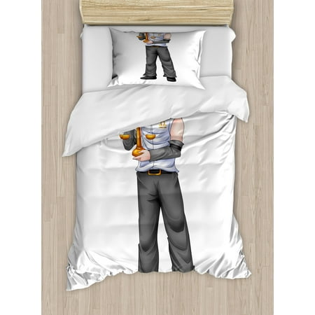 Teenage Bedding Set Anime Twin Size Duvet Cover Set, Manga Style Illustration of a Zodiac Symbol Libra as a Teenage Boy Astrology Theme, Decorative 2 Piece Bedding Set with 1 Pillow Sham, Multicolor, by Ambesonne ()