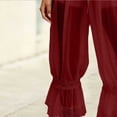 thumbnail image 3 of Pounoo Womens Sheer Capri Pants Drawstring Waist Sheer Mesh Cropped Length Floral Embroidered Hem Trimb Pants Loose Fit Beach Cover Up Sheer Lightweight Pants, 3 of 5
