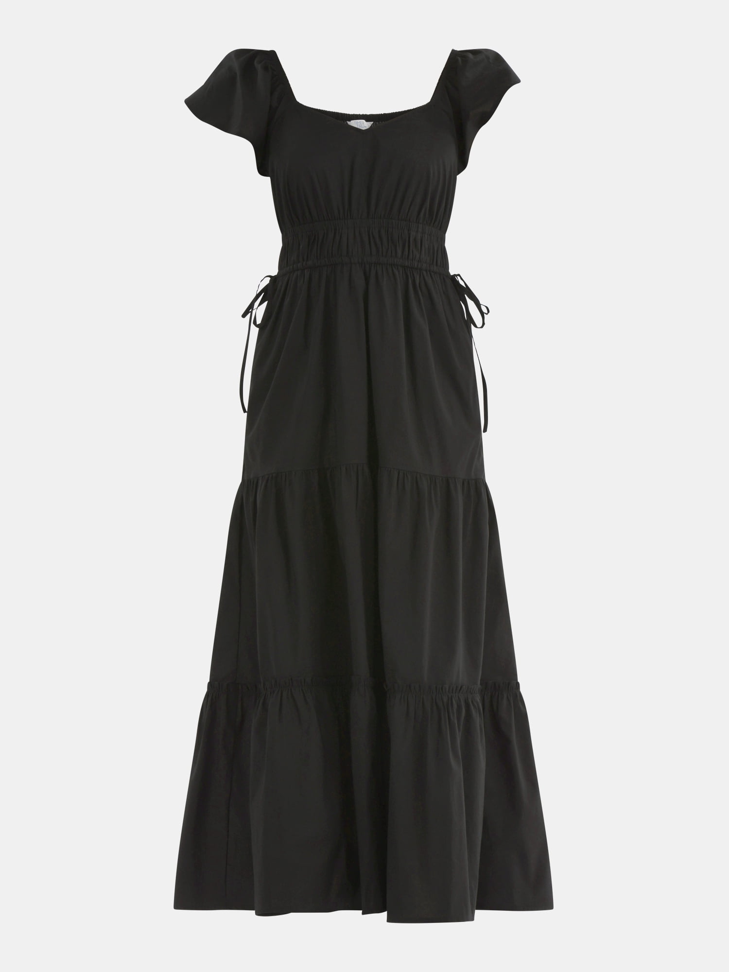 Time and Tru Women's Cotton Maxi Dress with Flutter Sleeves, Sizes XS-XXXL