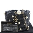 thumbnail image 4 of Pre-Owned Chanel About Pearls Mini Quilted Lambskin Leather Drawstring Bucket Crossbody Bag Black, 4 of 13