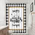 thumbnail image 3 of Happy Campers RV Shower Curtains, Farmhouse Bear Black White Plaid Western Country Bath Curtain, Travel Trailer Bathroom Shower Curtain Set, Small Size Waterproof Fabric Shower Curtain with Hook 70X70, 3 of 6
