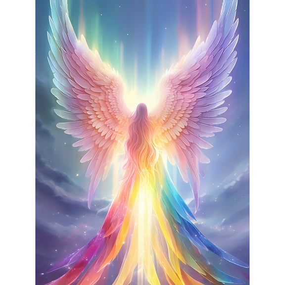 Rainbow Angel  Diamond Art Painting Kits for Adults Beginners, DIY 5D Full Drill Round Diamond Dots  Diamond Art for Home Decor 12x16 inch