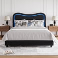 thumbnail image 2 of LED Bed Frame with 2 Drawers and Headboard, Cute Upholstered Bed with Storage, Sturdy Platform Bed, No Box Spring Needed, Wooden Slats, Noise Free, Black,Queen Size, 2 of 8