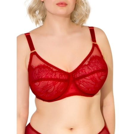 

Smart & Sexy Women s Plus Size Retro Lace & Mesh Unlined Underwire Bra Style-SA1017