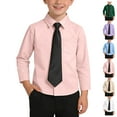 thumbnail image 5 of Boys Long Sleeve Dress Shirts Solid Button Down Shirts Summer Formal Uniform Shirt with Pocket,Beige 9-10Y, 5 of 8