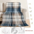 thumbnail image 5 of Blue Brown Plaid Blanket Soft Cozy Warm Throw Blanket for Couch, Plush Fuzzy Flannel Fleece Blankets for Sofa, Vintage Abstract Stripes Lattice Bed Blankets Lightweight Gifts for Women, 40"x50", 5 of 9