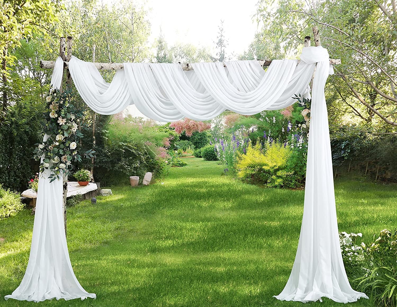 WARM HOME DESIGNS 10 Yards White Chiffon Fabric for Kitchen or Wedding Arch Decorations. CF 360 WHITE