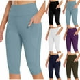 thumbnail image 2 of Gswybco Yoga Pants for Women High Elastic Waisted Pants With Pockets Knee Length Leggings Workout Pants, 2 of 8
