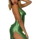thumbnail image 4 of VISgogo Vestido ajustado con abertura lateral para mujer, falda de brillo sin espalda con cuello halter para clubes nocturnos / bares, dorado / plateado / negro / verde VISgogo moda, 4 of 6