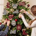 thumbnail image 4 of Dalrosia Christmas Buffalo Plaid Hanging Ornaments Christmas Tree Wooden Hanging Decor Wooden Christmas Ornaments Snowflake Reindeer Snowman Plaid Christmas Decor, 4 of 7