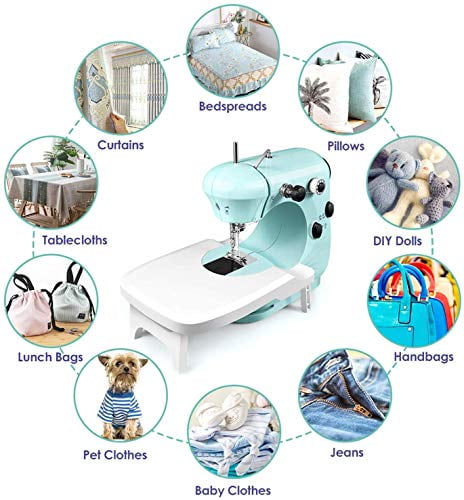 Goowjuer Portable Sewing Machine Mini Electric Sewing Machines With Extension Table Household Lightweight Hand Sewing Machine For Beginners Tailors Arts Crafting Blue Walmart Com