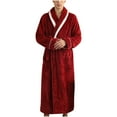 thumbnail image 4 of TMOYZQ Women Waffle Flannel Fleece Shawl Collar Bathrobe Cozy Fuzzy Plush Long Robe Soft Warm Spa Bathrobe Housecoat Nightgown Sleepwear with Pockets, 4 of 8