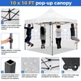 thumbnail image 6 of COBIZI 10x10FT Heavy Duty Pop-Up Canopy Tent with 4 Sidewalls, Waterproof & Windproof, UPF 50+ UV Protection, Instant Setup Outdoor Party Gazebo with Roller Bag, White, 6 of 11