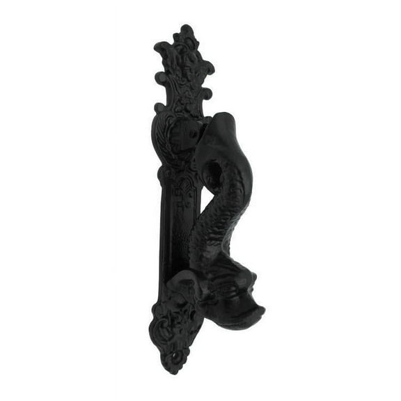 Moby Dick Specialties Rustic Black Enamel Cast Iron Roman Dolphin Decorative Door Knocker