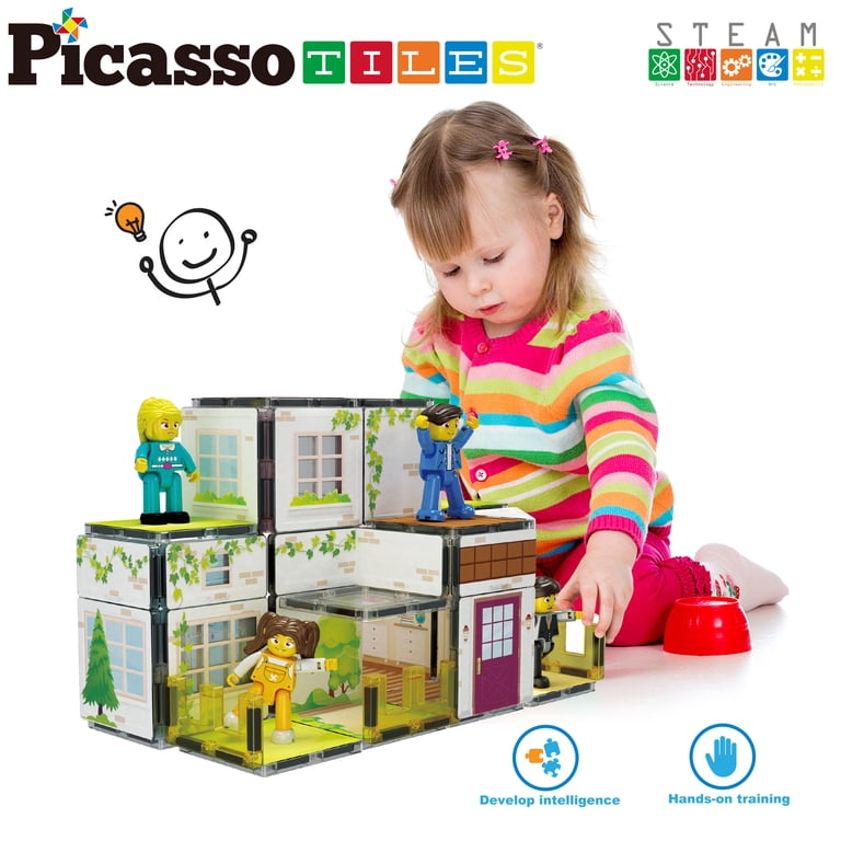 PICASSO TILES, Magnetic Tiles for Kids, 65PCS, Family Home Theme