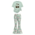 thumbnail image 4 of XIYON Cute Clothes For Girls 2 Piece Outfit Short Sleeve Top And Wide Leg Pants With Bow Cherry Printed Casual Summer 8-9 Years, 4 of 5