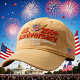 thumbnail image 6 of 250th Anniversary Hat, Adjustable Retro Washed Patriotic Cap, Army Tribute, Celebrate USA 250 Years, Navy Edition, Made in USA, Capacity Backpack Friendly, Navy, 6 of 10