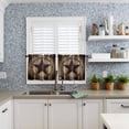 thumbnail image 6 of Half Window Curtains 24 Inches Long, Western Star Retro Window Treatment Curtain Drapes, Vintage Brown Wood Barn Short Curtains Tiers for Kitchen Over Sink, 27.5"x24", 2 Panels, 6 of 7