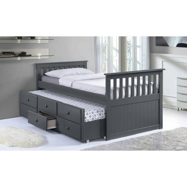 Storkcraft Kids Marco Island Twin, Madison Grey Captain S Twin Bookcase Bed With Trundle