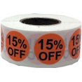 thumbnail image 1 of Autocollants Ronds Orange 15 % de Réduction 0.75 Pouces Pouce Rond Lot de 500, 1 of 1